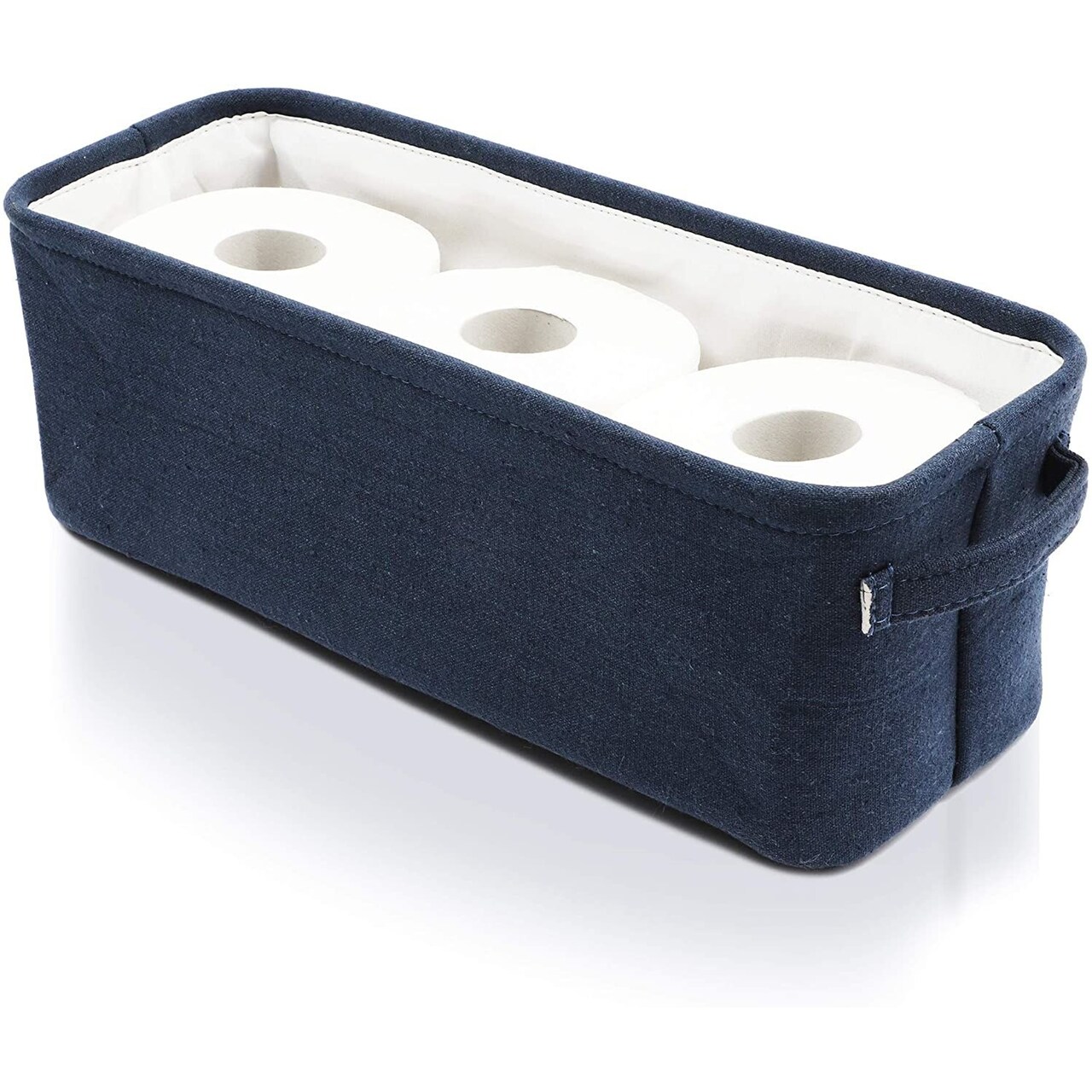 Juvale Jute Toilet Tank Basket - Space-Saving Navy Back-of-Toilet Organizer - Countertop Bathroom Organizer & Bath Tissue Holder - Navy Bathroom Basket for Decor & Organization - Blue, 16" x 6" x 5.5"
